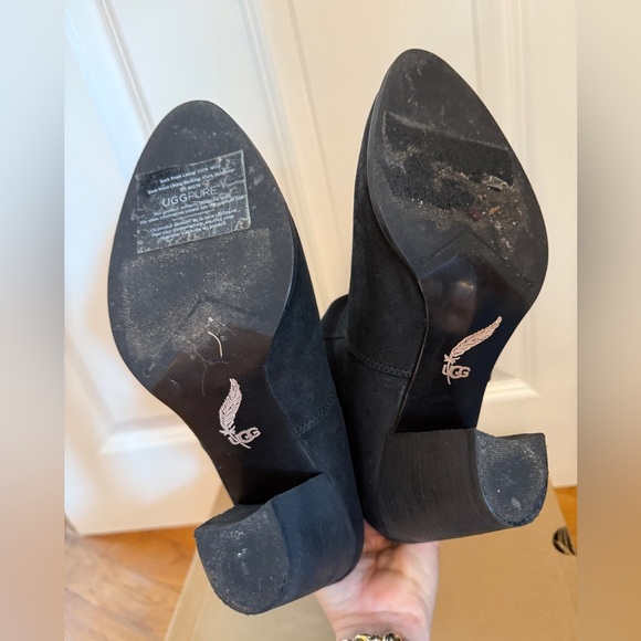 UGG Layna Women's Shearling Foldable Cuff Black Nubuck Boot 2-Wear Styles! 9 - Picture 3 of 13